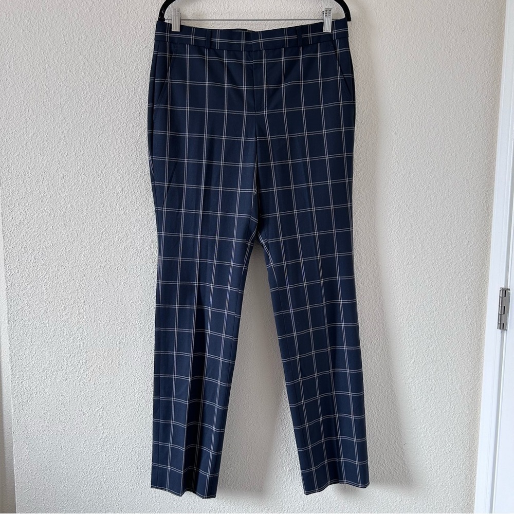 BANANA REPUBLIC Women’s Window Pain Plaid Dress Pants 8L Blue Gray Work Wear